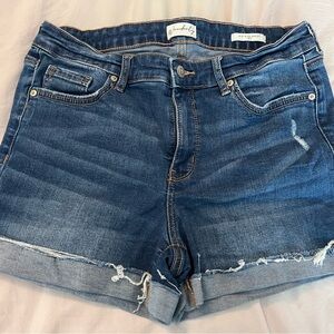 Wonderly Blue Rolled Hem Denim Shorts